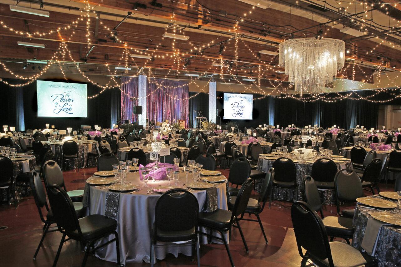 Exhibit Hall fitted for dining.