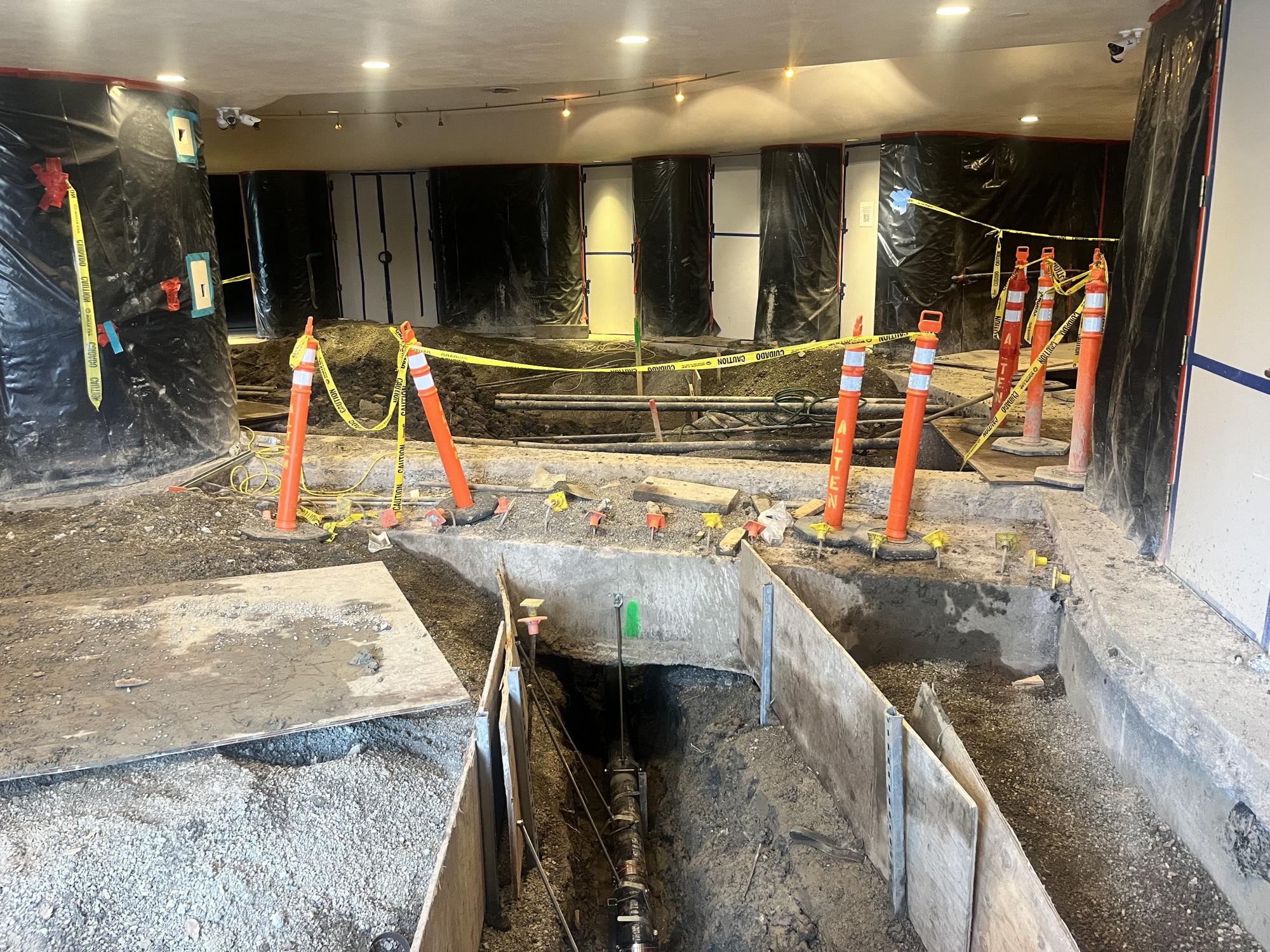 Construction site featuring trenching.