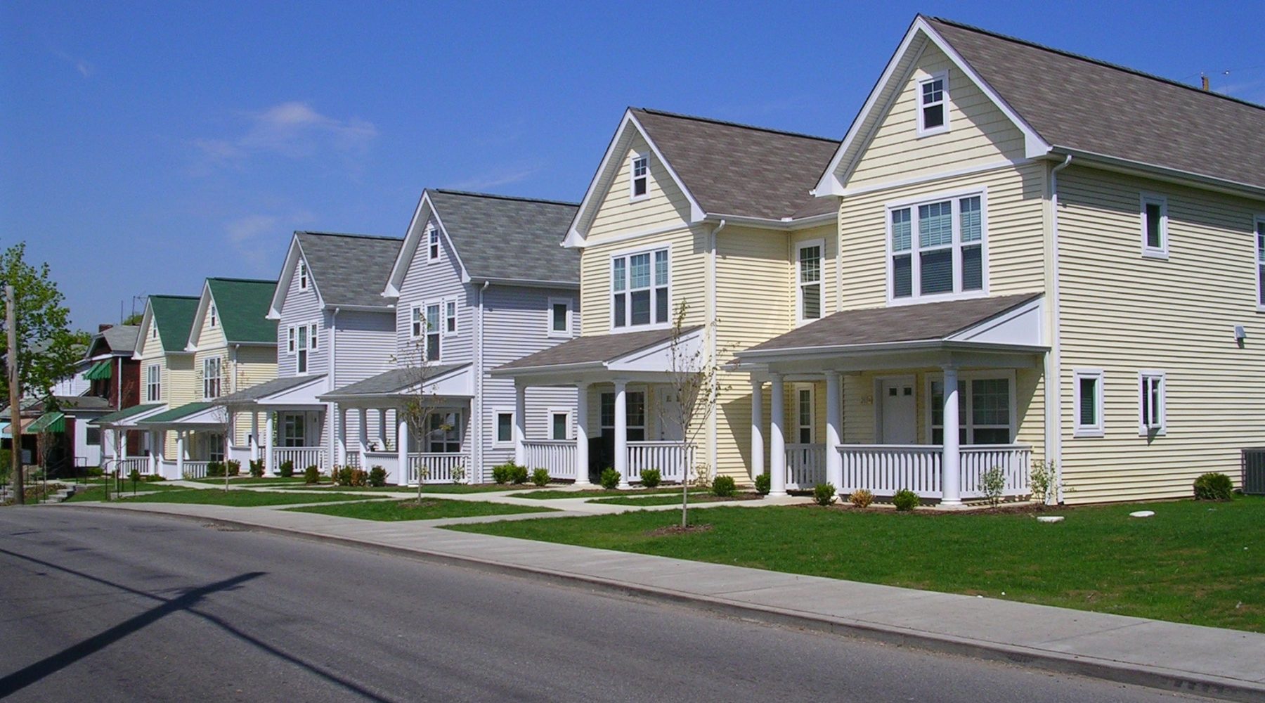 A street lined with houses