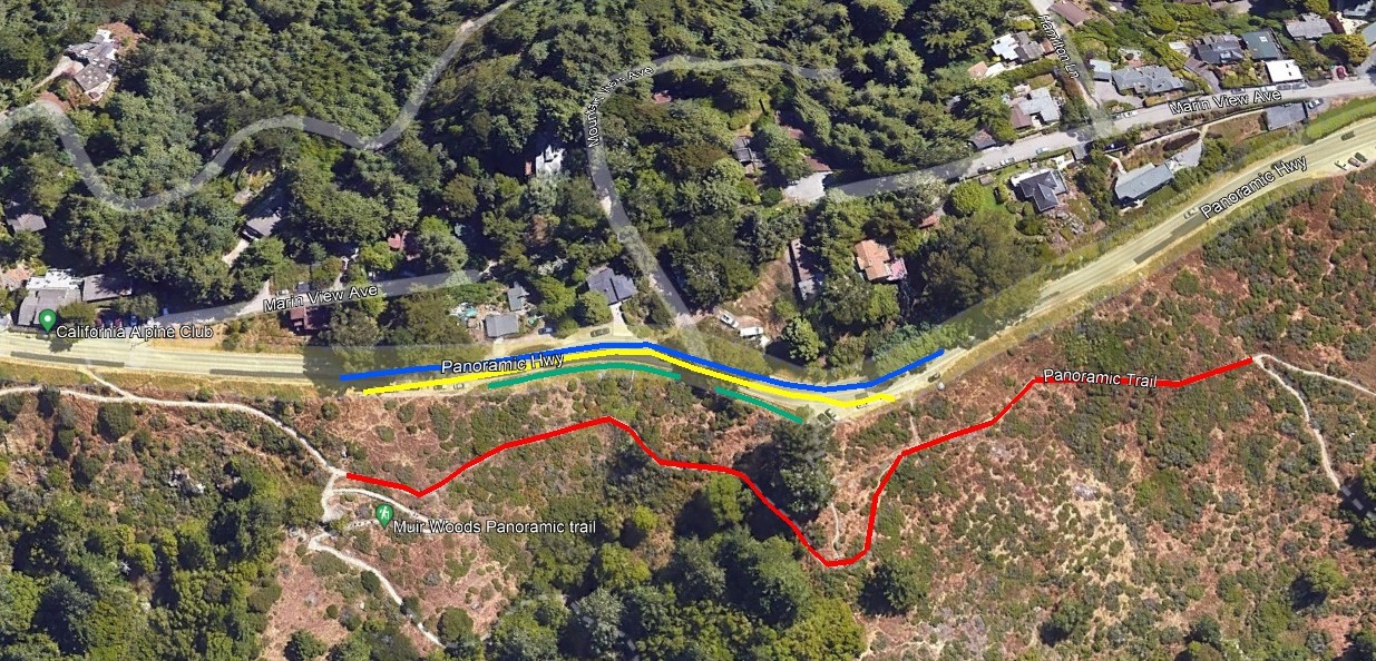 An aerial view of Panoramic Highway showing where road work will take place.