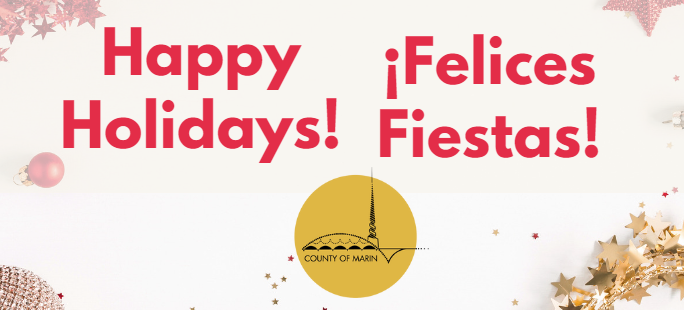 Graphic with text that says Happy Holidays 