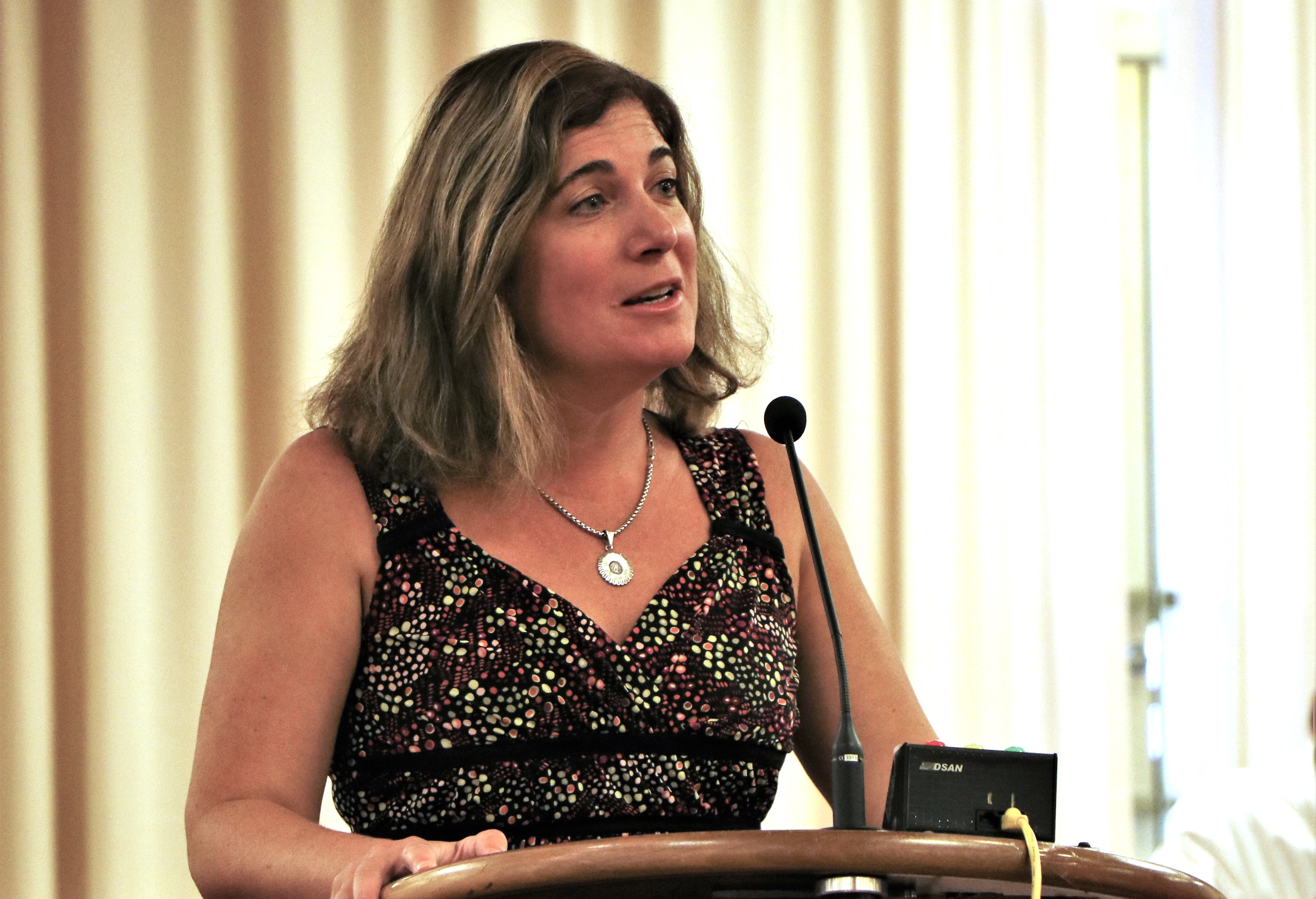 Dr. Lisa Santora speaks before the Board of Supervisors.
