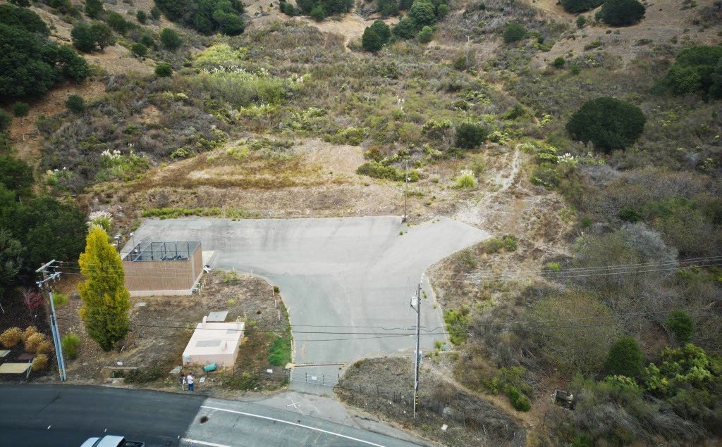 A drone view of the location of the future Oak Hill Apartments.