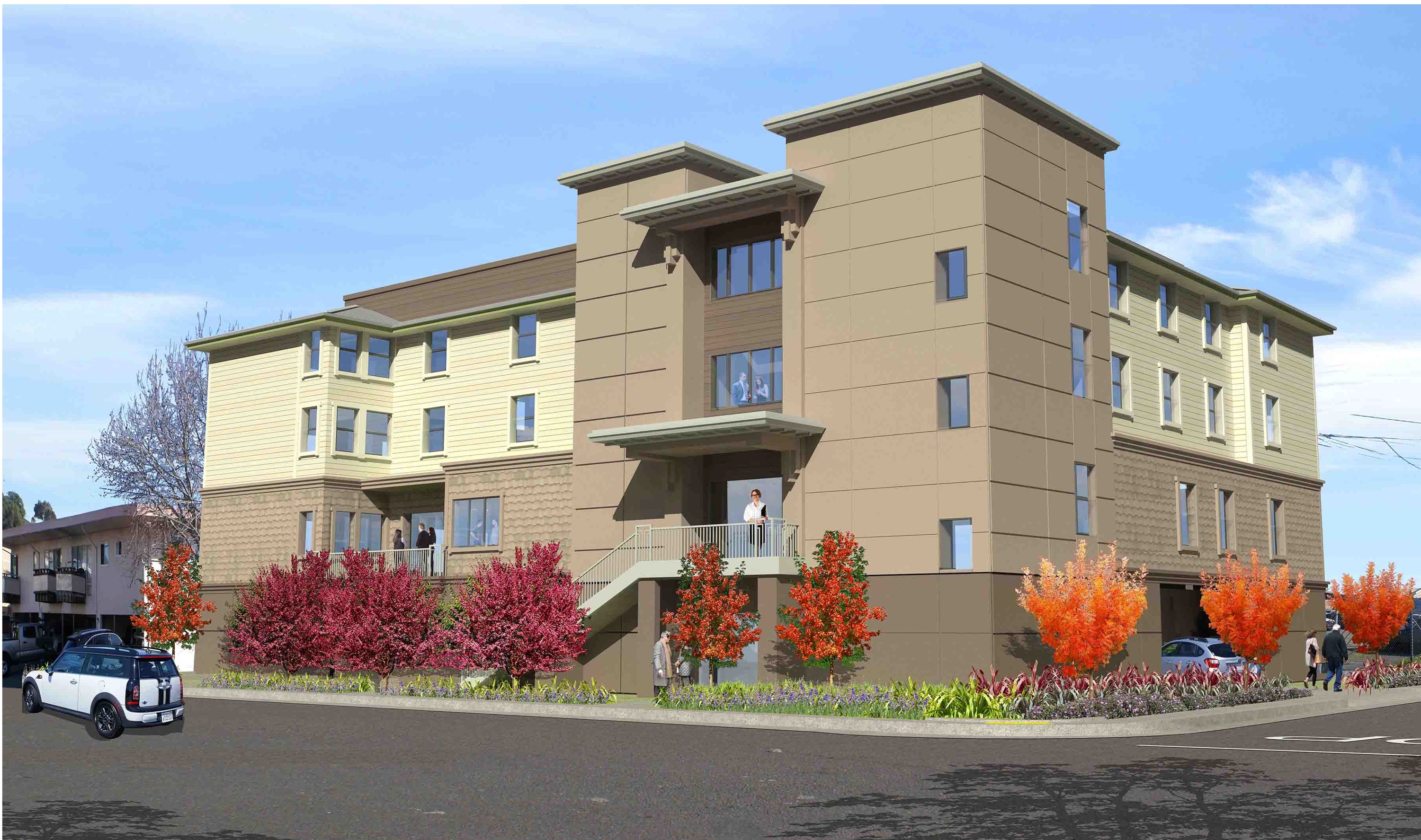 Architectural rendering of Mill Street Housing complex.