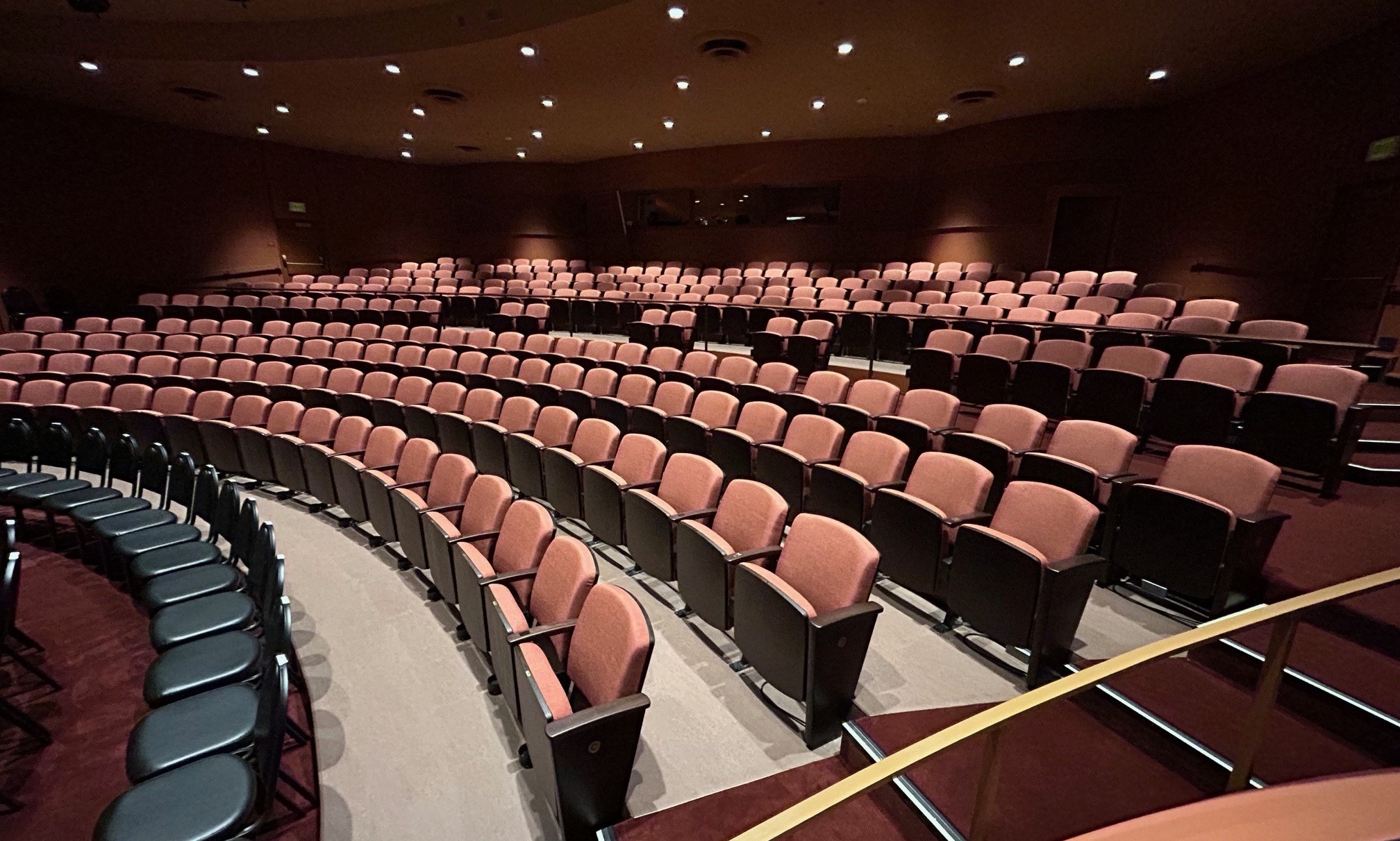 An empty Showcase Theater with new seats.