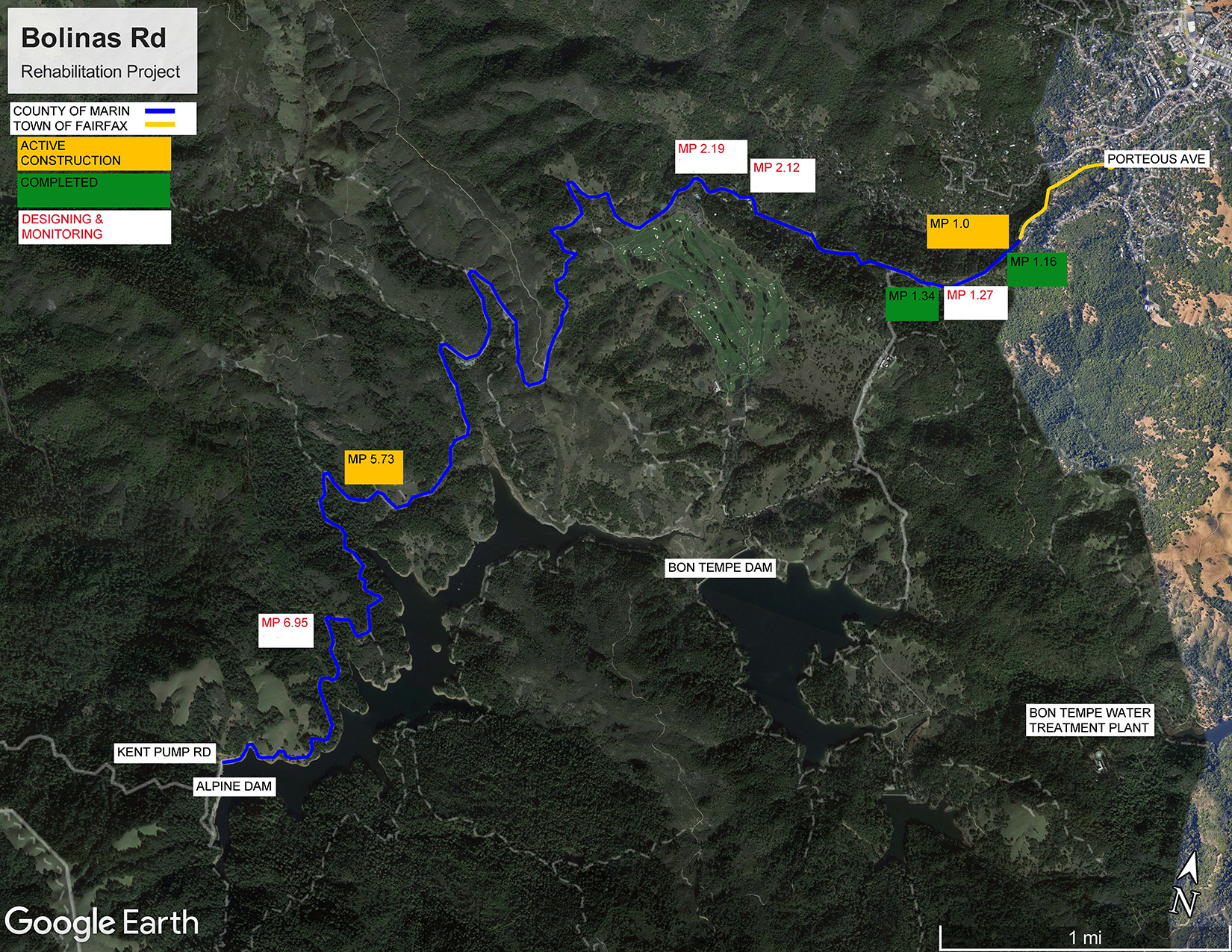 Map of the affected roadwork area.