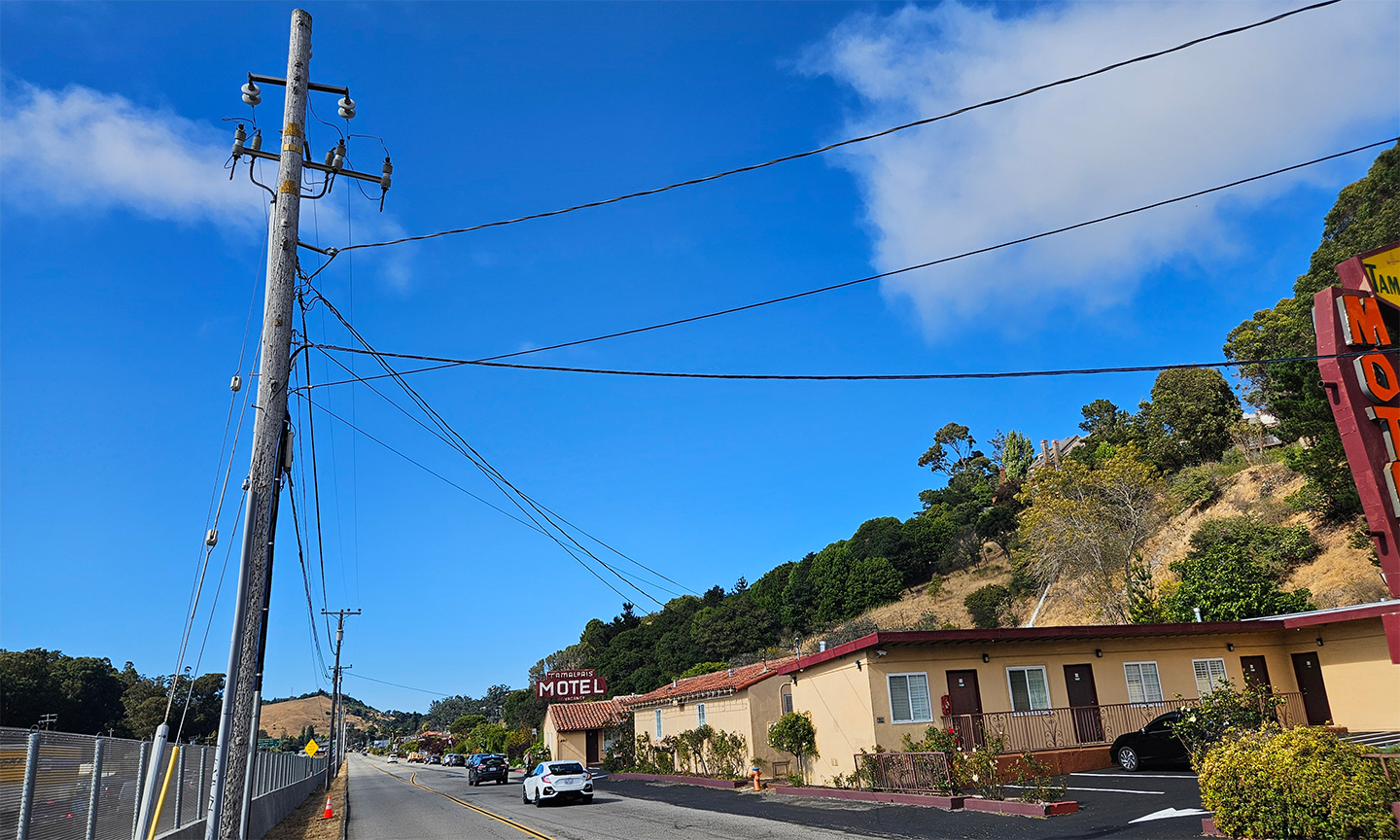 Utility lines along Redwood Highway