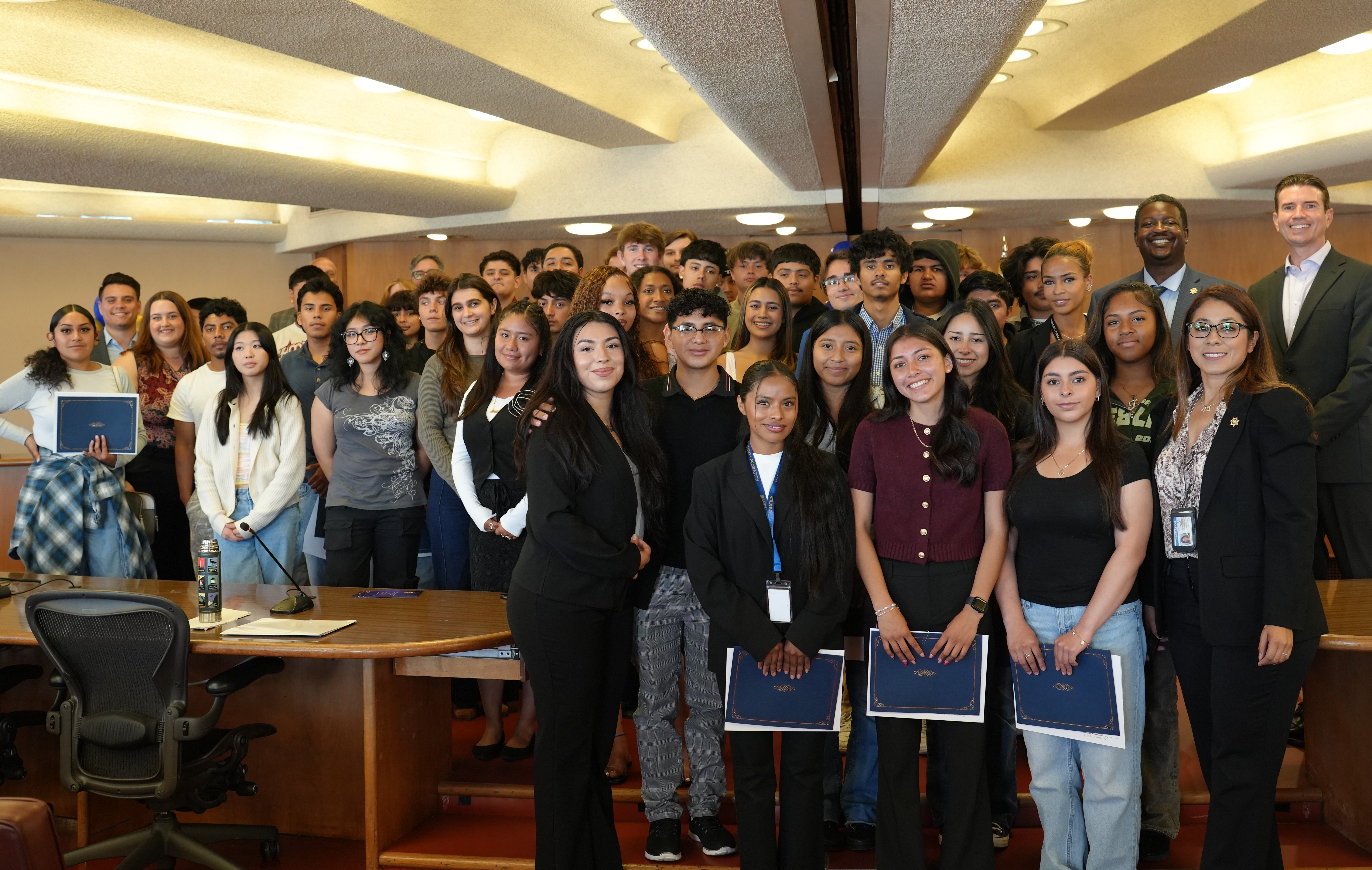 Group photo of Career Explorer interns, their mentors, and Board of Supervisors members.