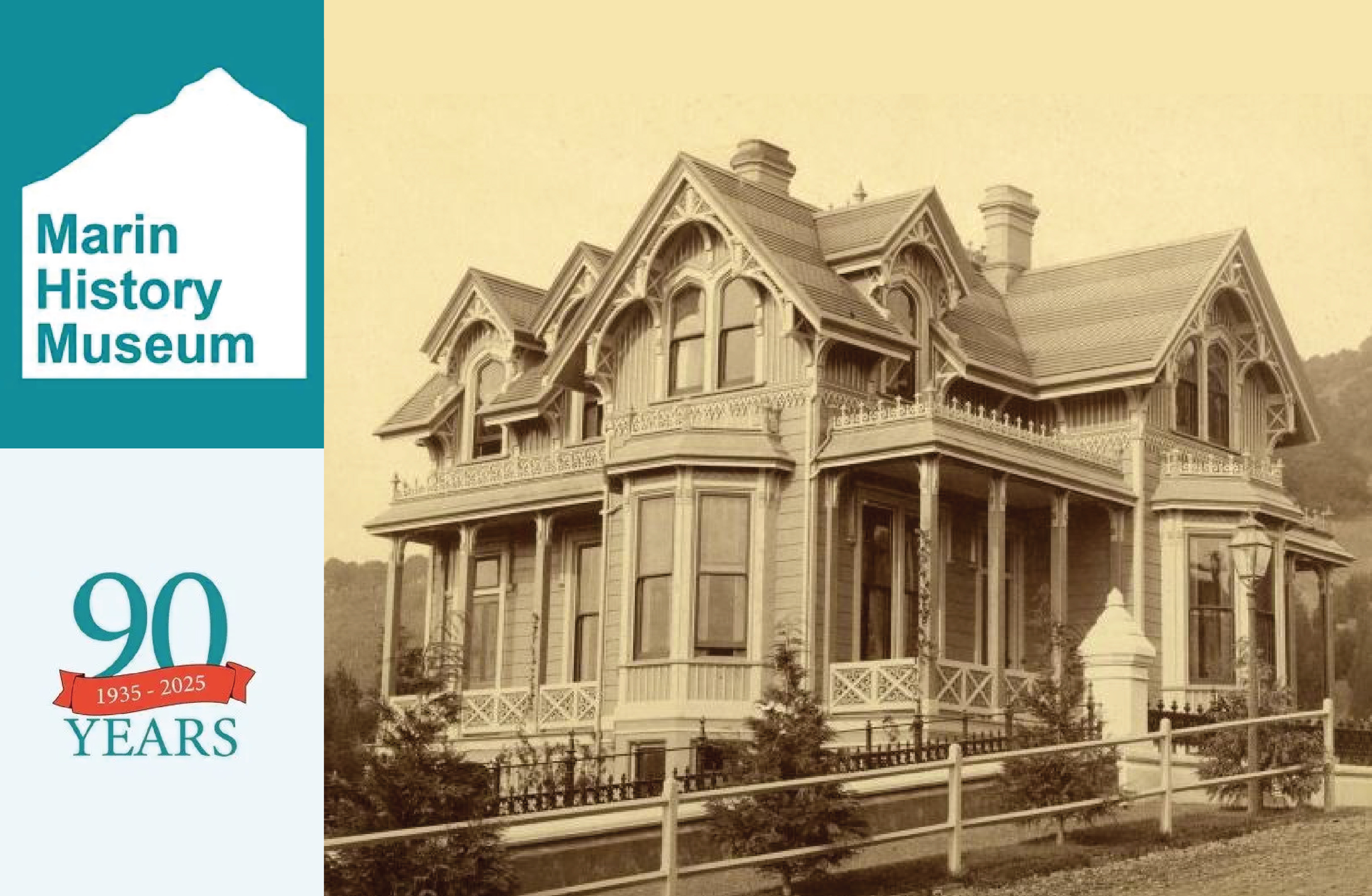 Graphic shows a photo of the Marin History Museum's Boyd House