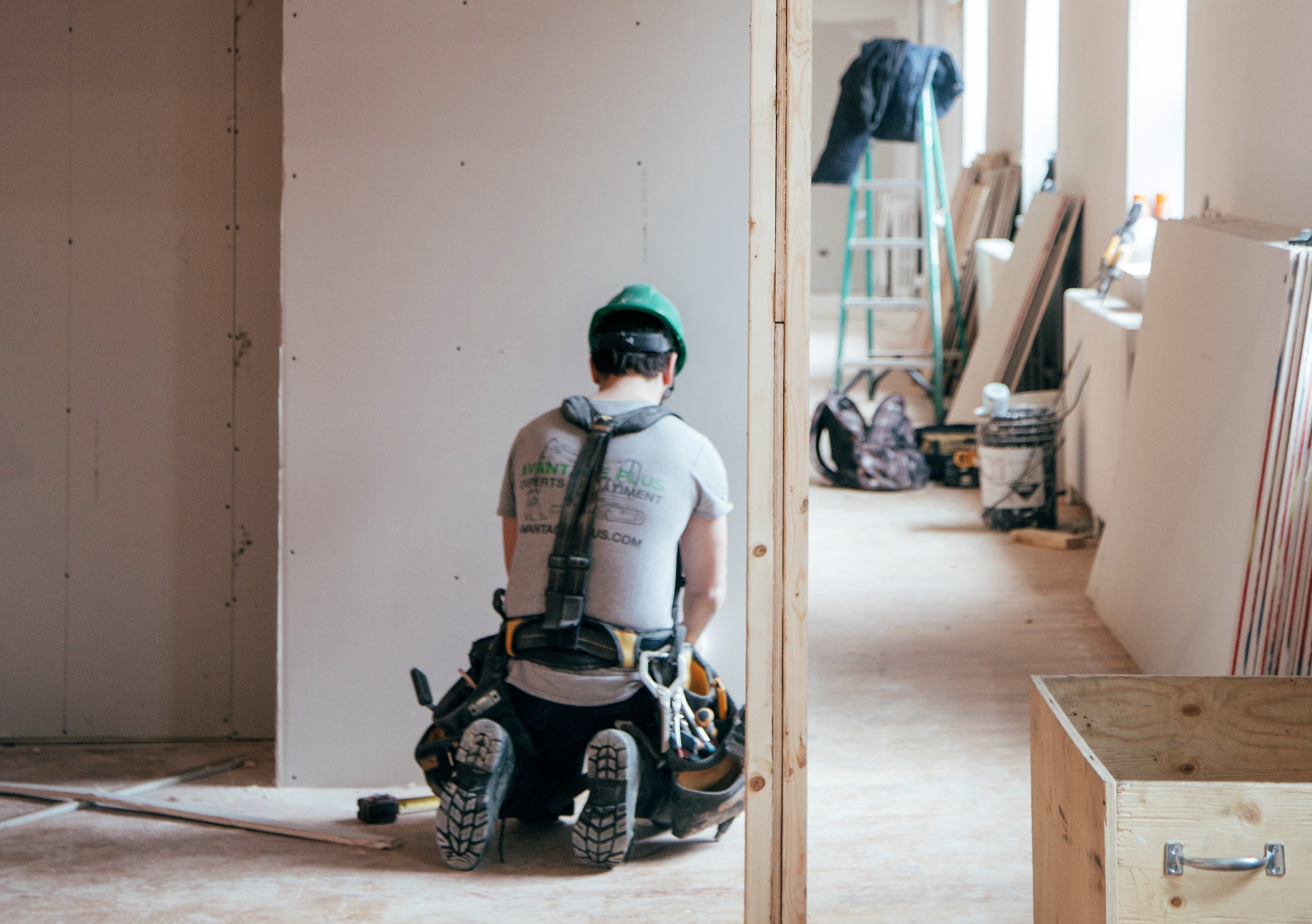 A building contractor at work
