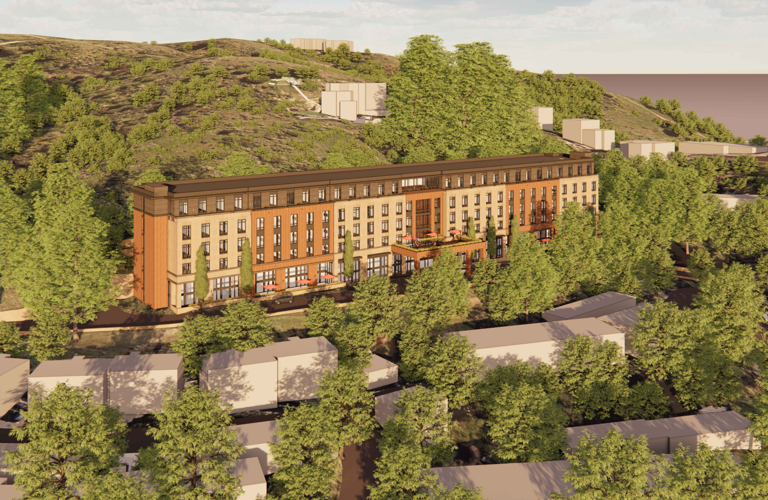 Architectural rendering of the 70 North Knoll Road development.