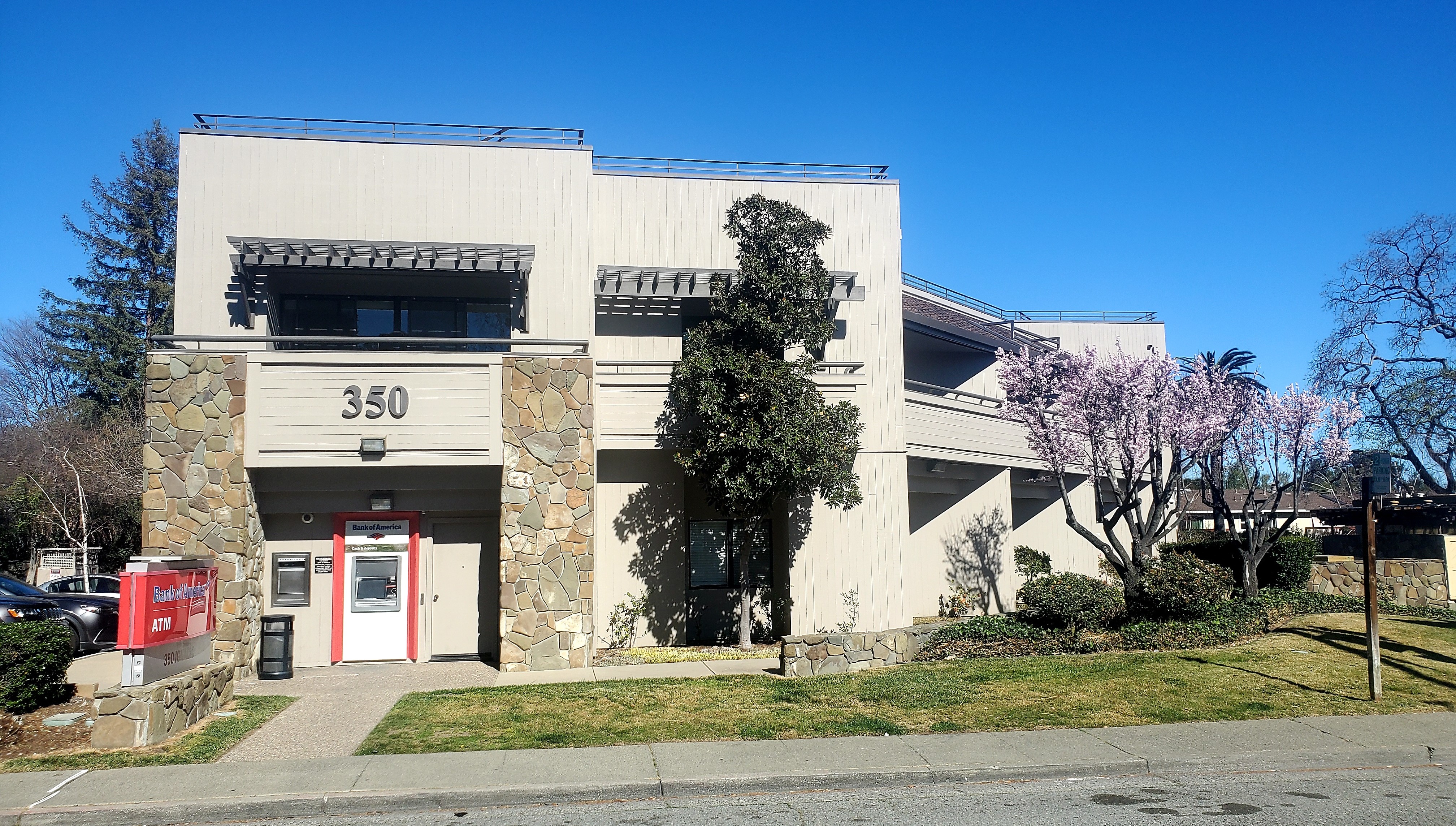 Sidewalk view of the building at 350 Ignacio Boulevard in Novato.