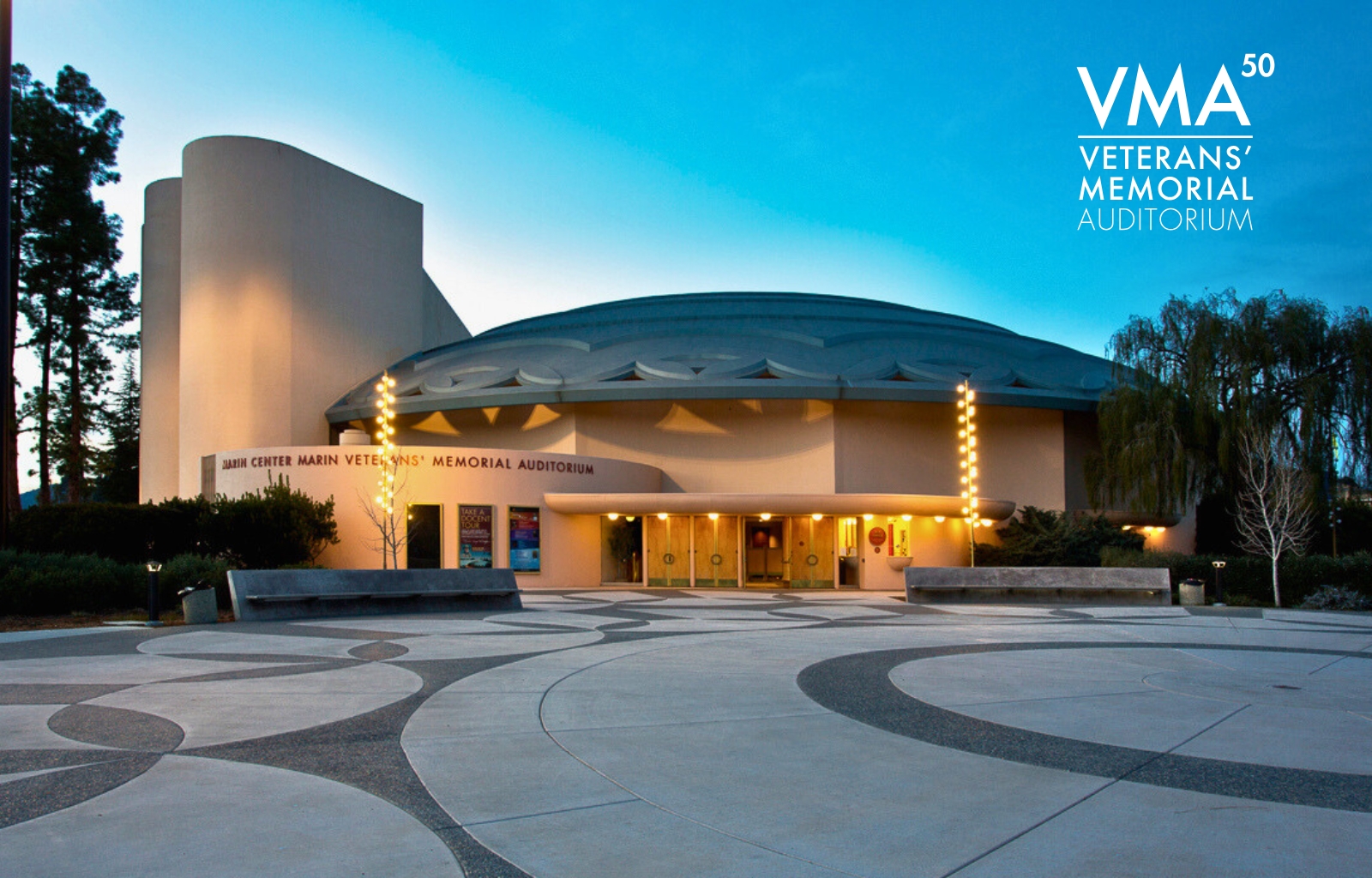 Exterior view of the Veterans' Memorial Auditorium.