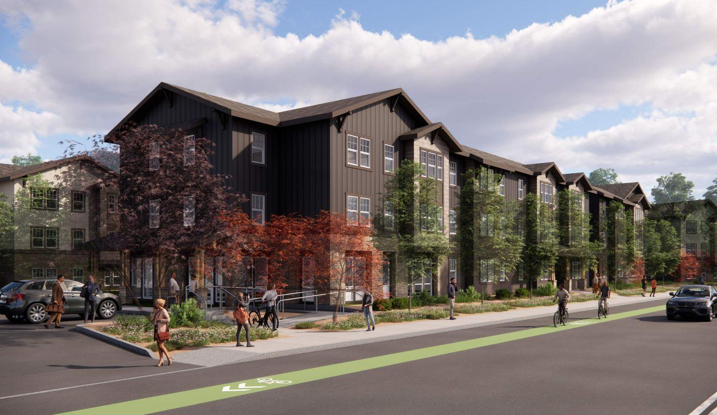 An architectural rendering of the Marinwood development.