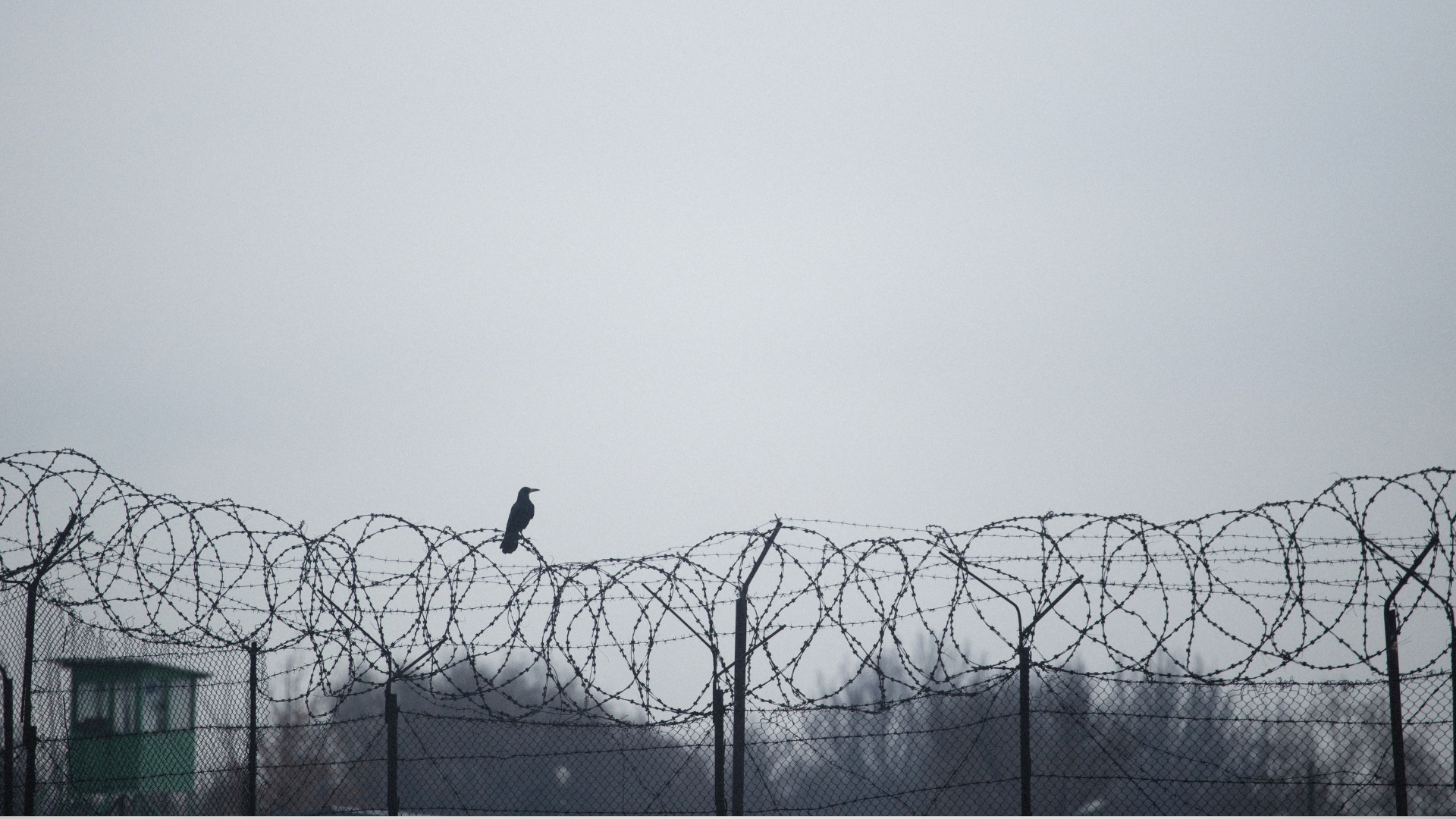 Detention center with razor wire along fence line.