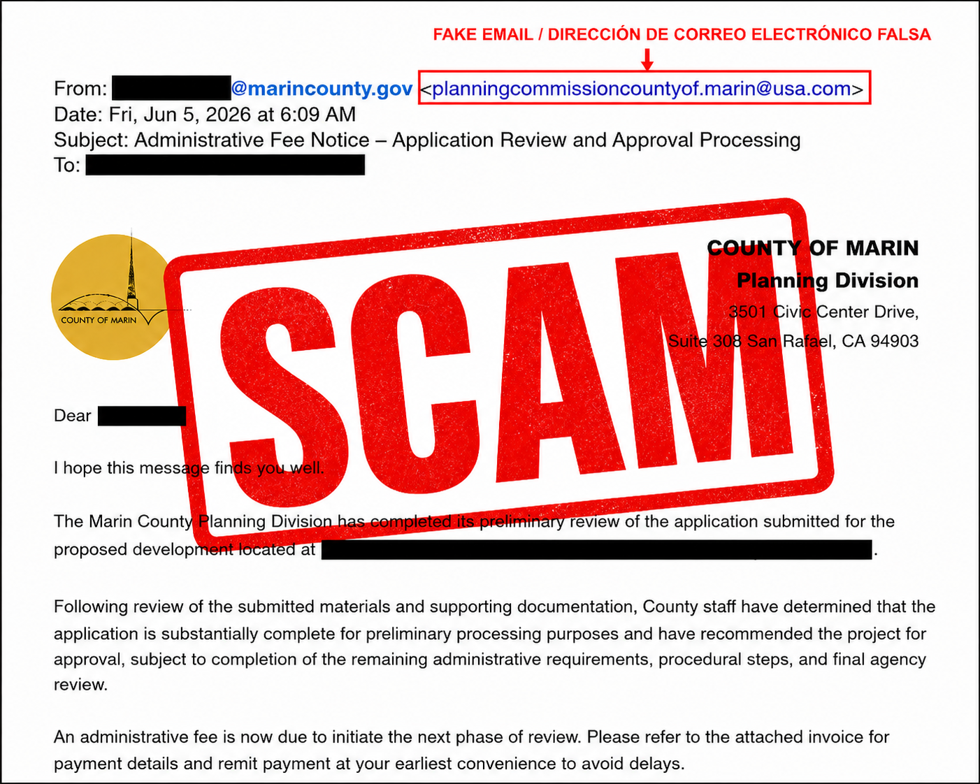 Scam email sent to residents 