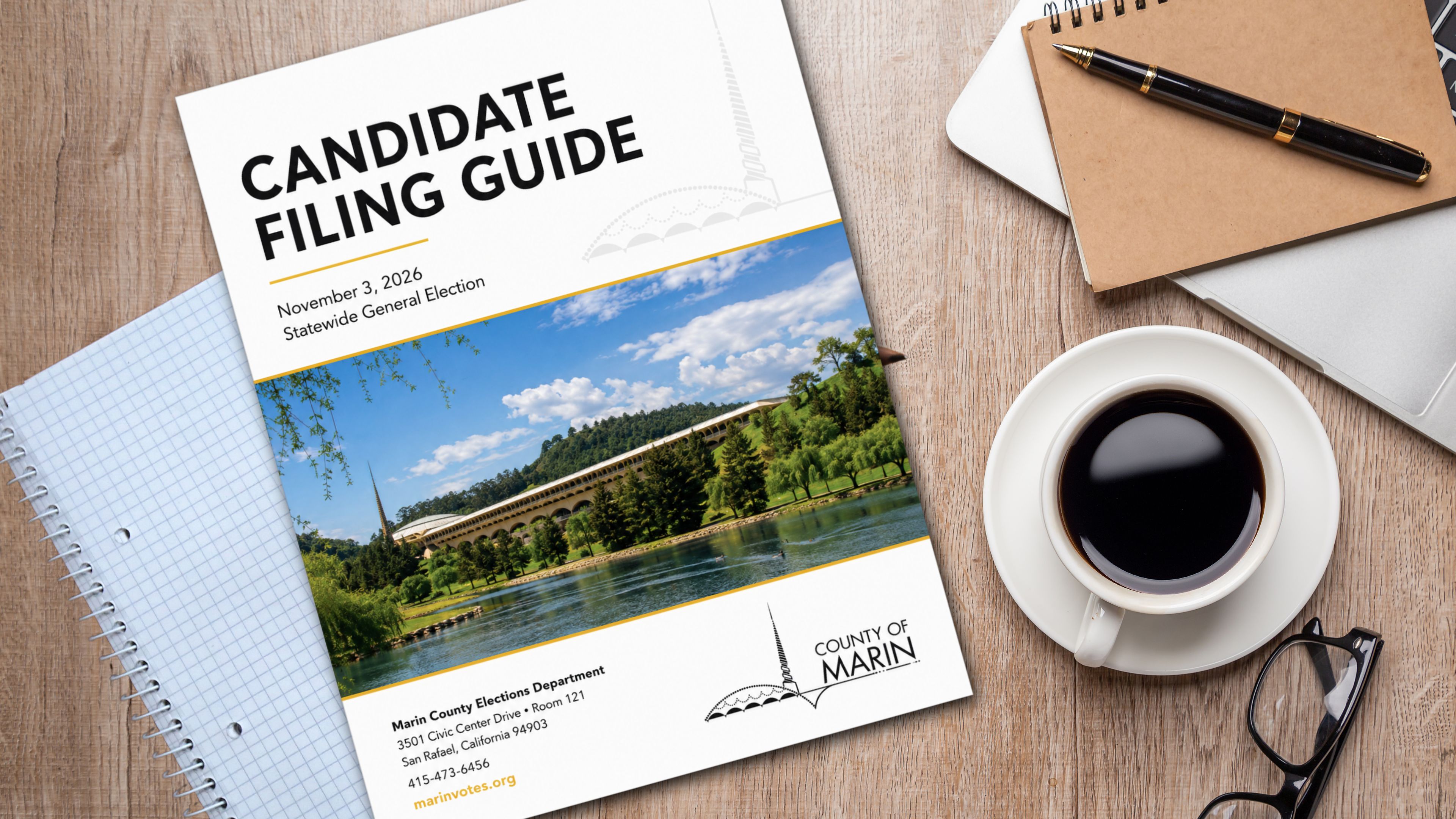 A voter guide for the November 2026 sits on a table.