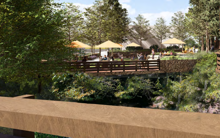 Architectural rendering of a rehabilitated Creek Park Plaza 
