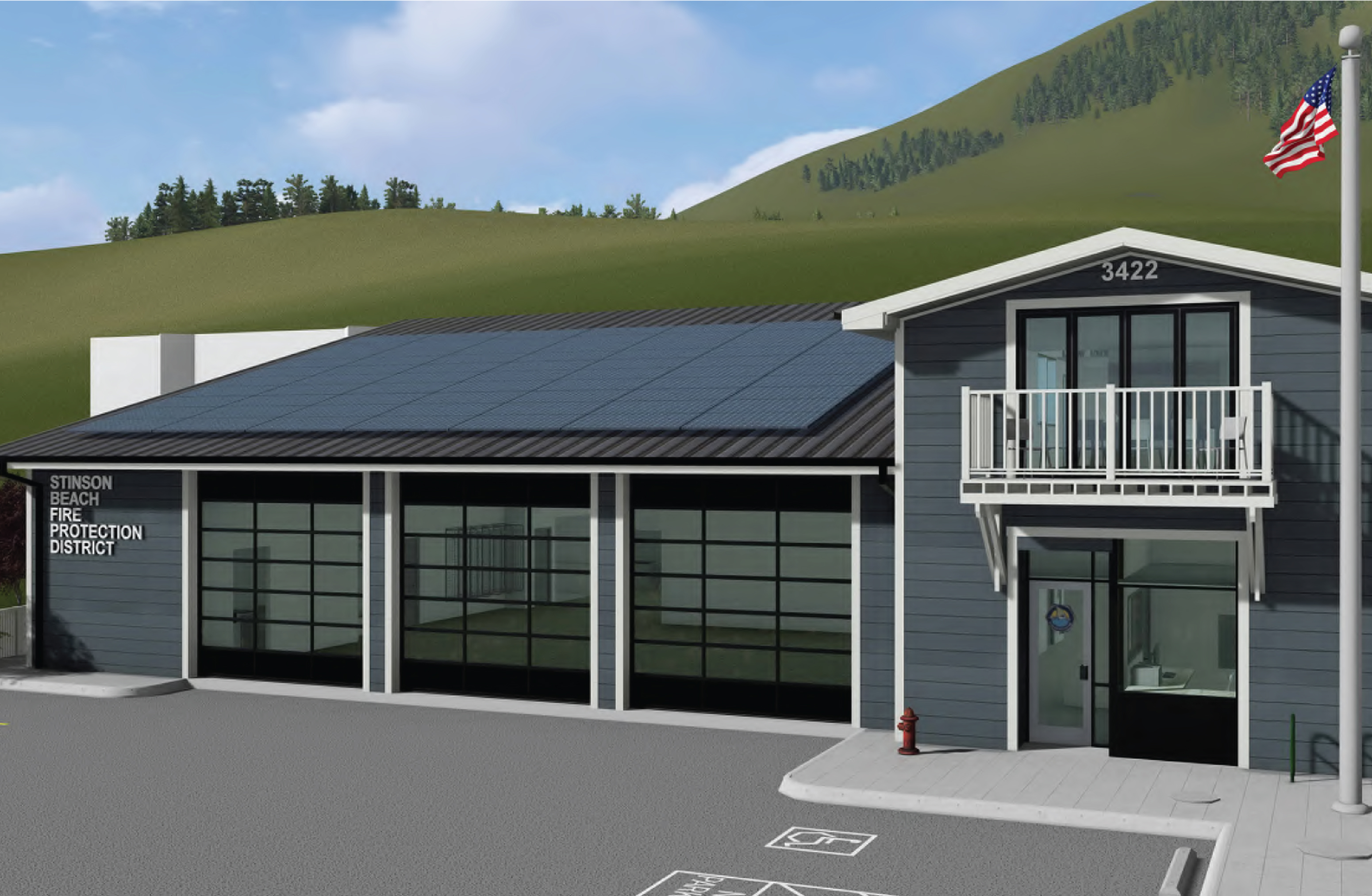Architectural rendering of the future Stinson Beach Firehouse.