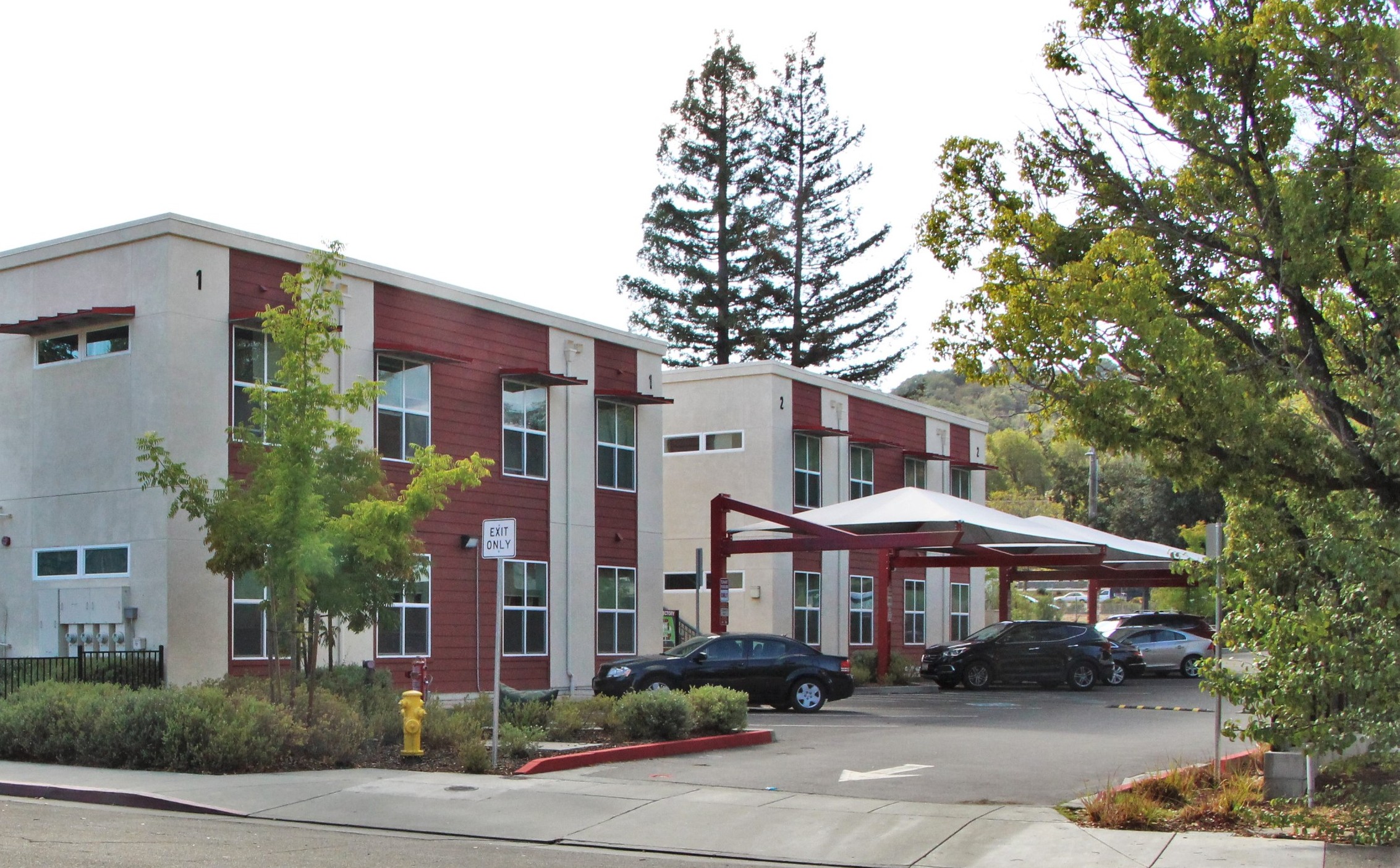 An exterior view of an affordable housing complext in Novato.
