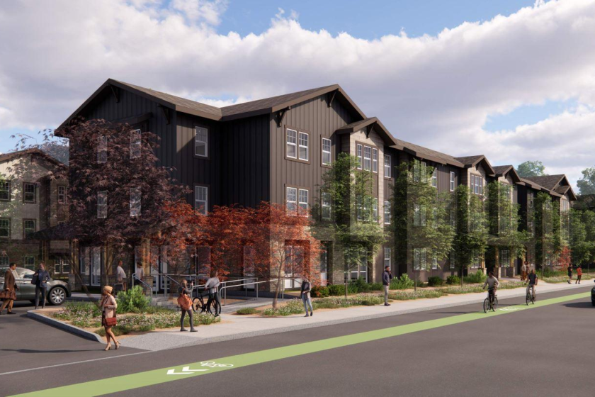 An architectural rendering of the Marinwood development.