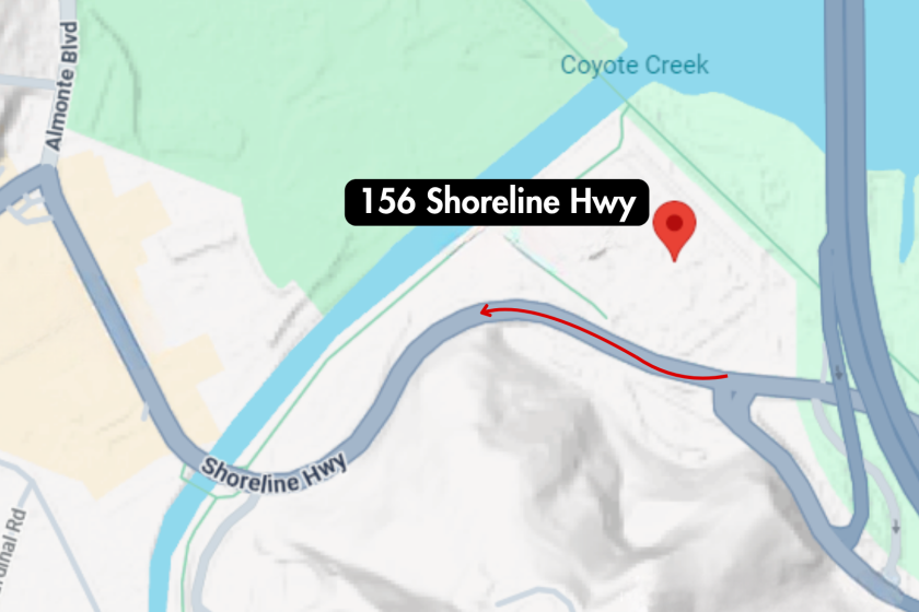 Map shows location of the construction at 156 Shoreline Highway