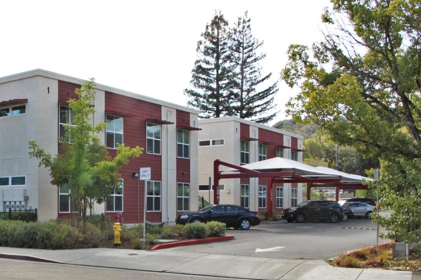 An exterior view of an affordable housing complext in Novato.