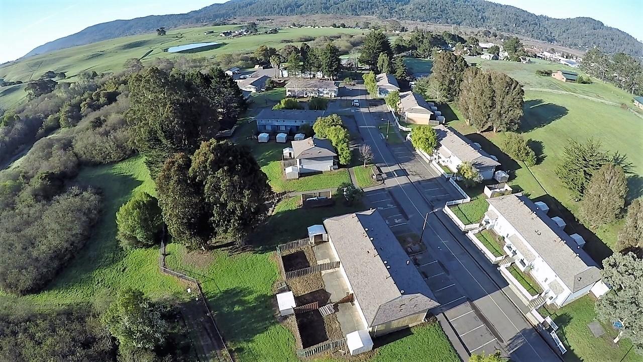 Aerial view of the former Coast Guard housing site in Point Reyes Station.