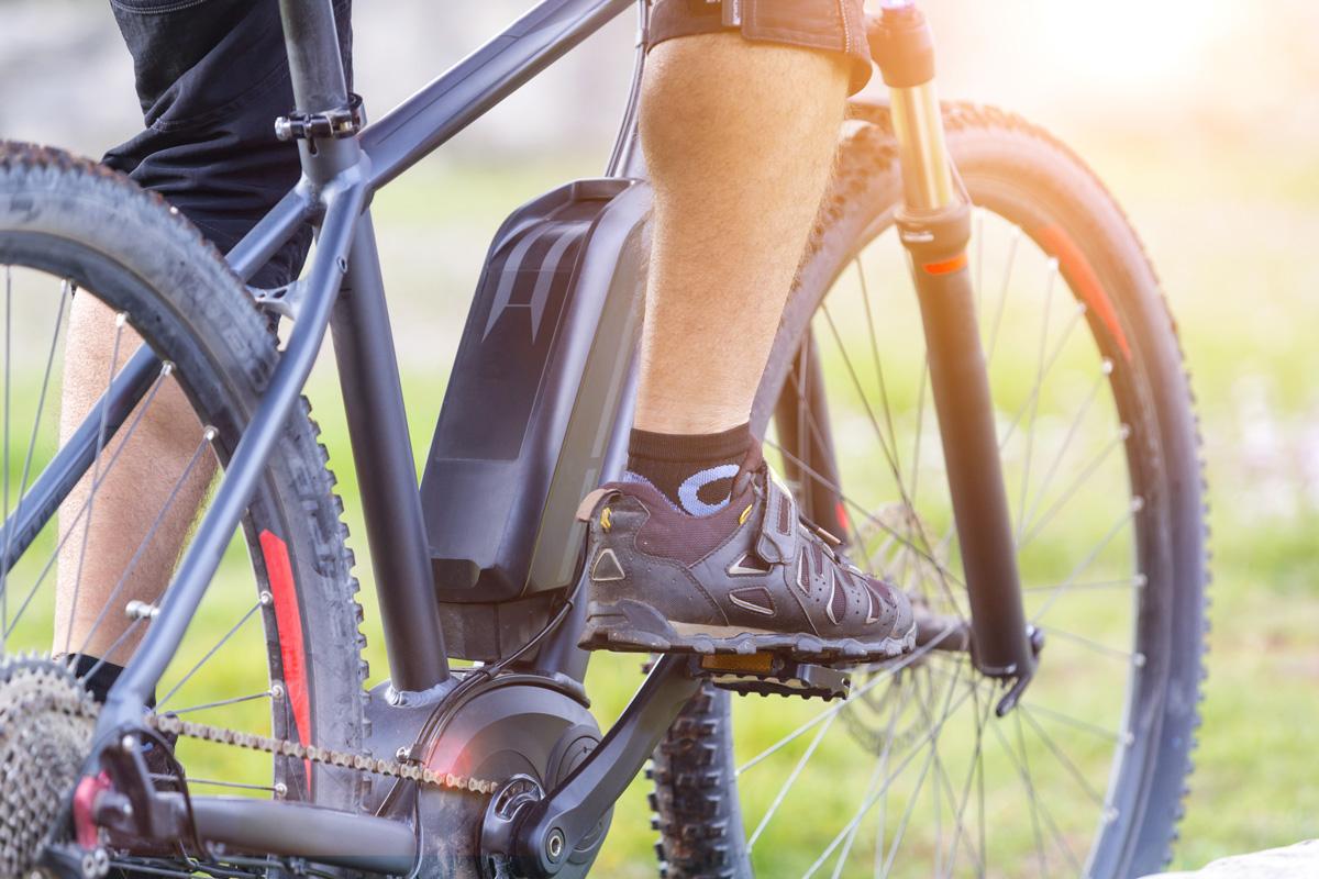 E-biker prepares to ride.