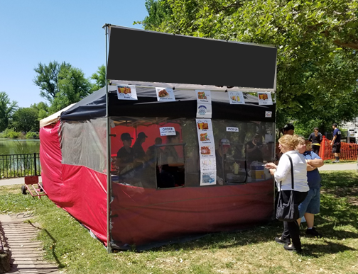 temporary food booth at an event