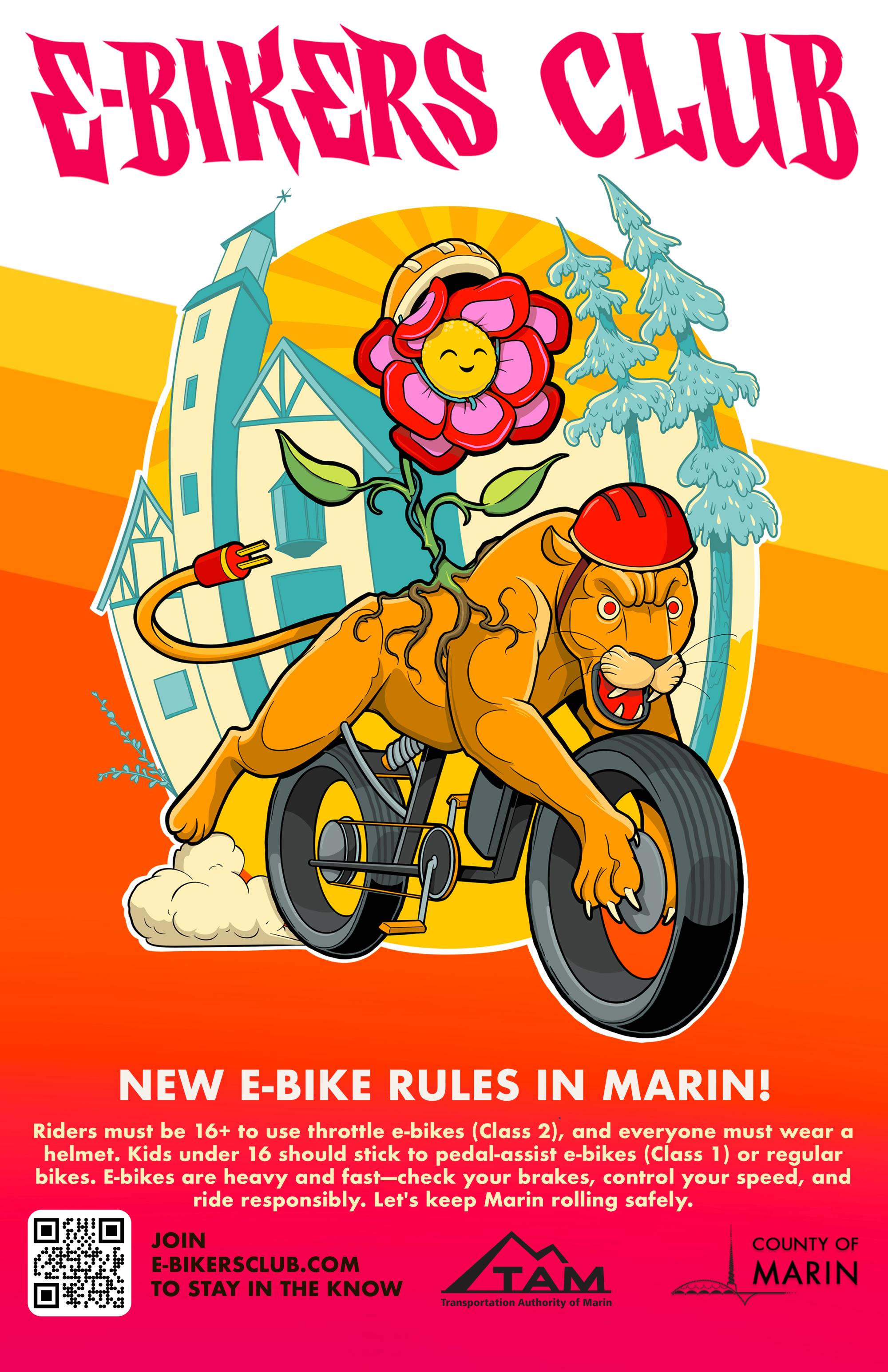 E-bikers club poster Mill Valley with panther