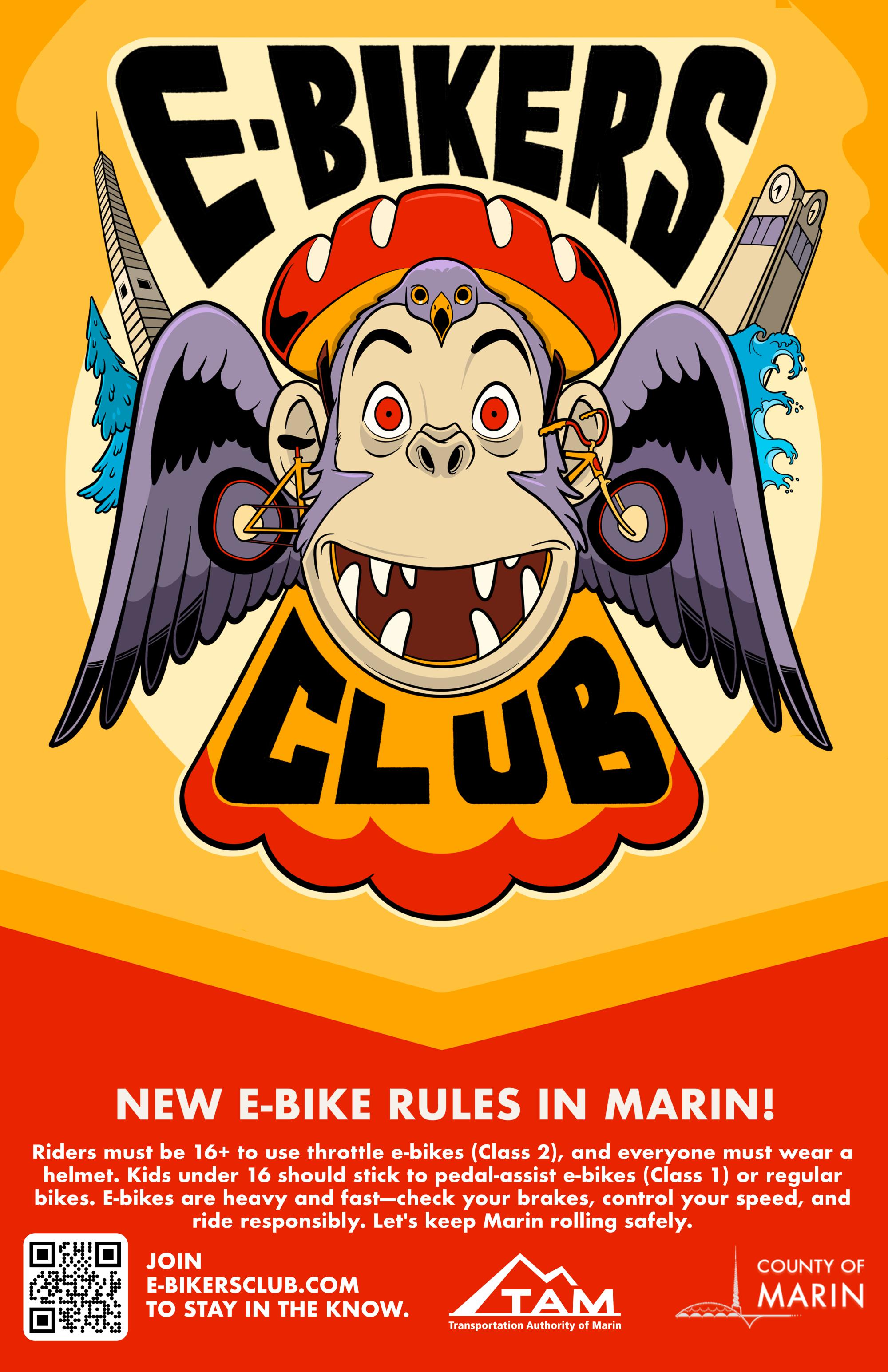 E-bikers club poster with yeti - english