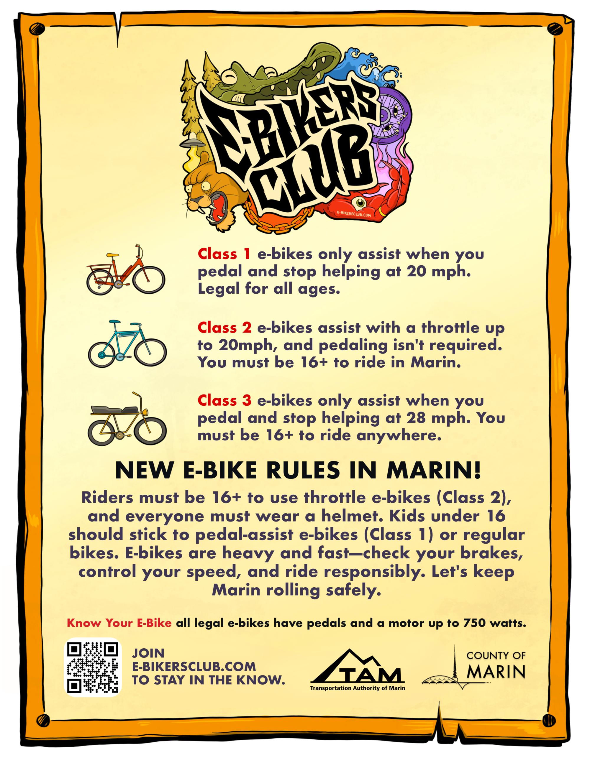 E-bikers club poster with bike classes