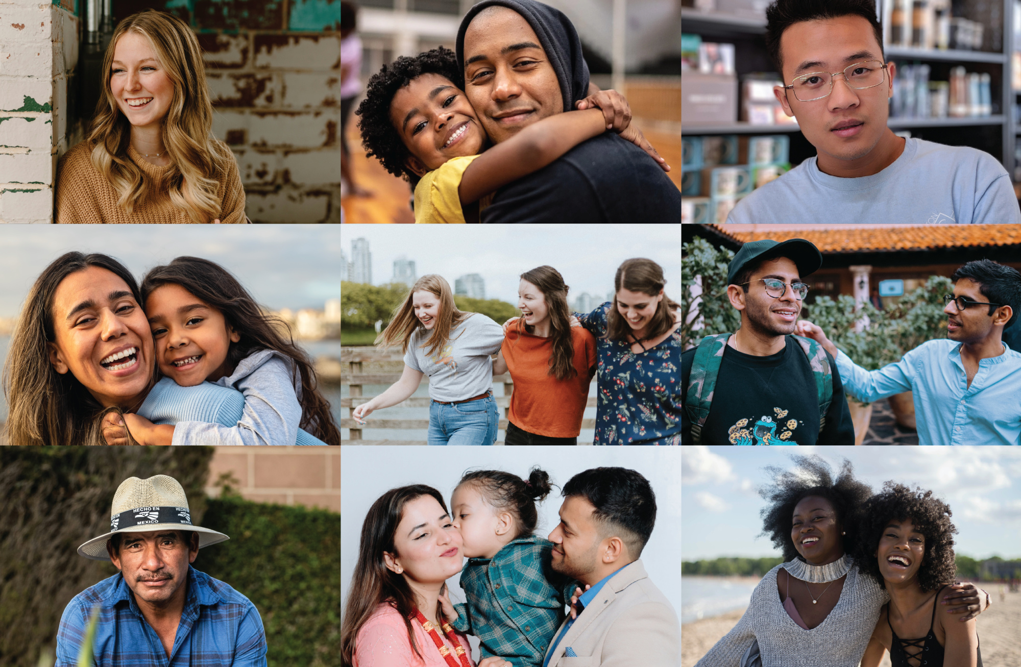 Collage of faces of people who are newer American immigrants.