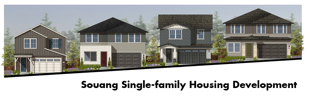 A row of houses and the words, "Souang Single-family Housing Development "