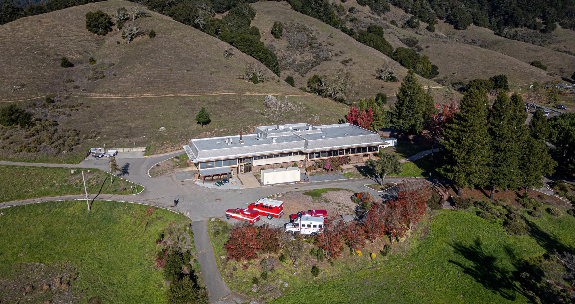 Drone image of future Marin County Fire Headquarters, currently known as San Geronimo Valley Commons