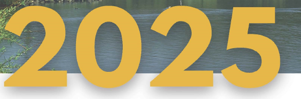 The year 2025 against a pond