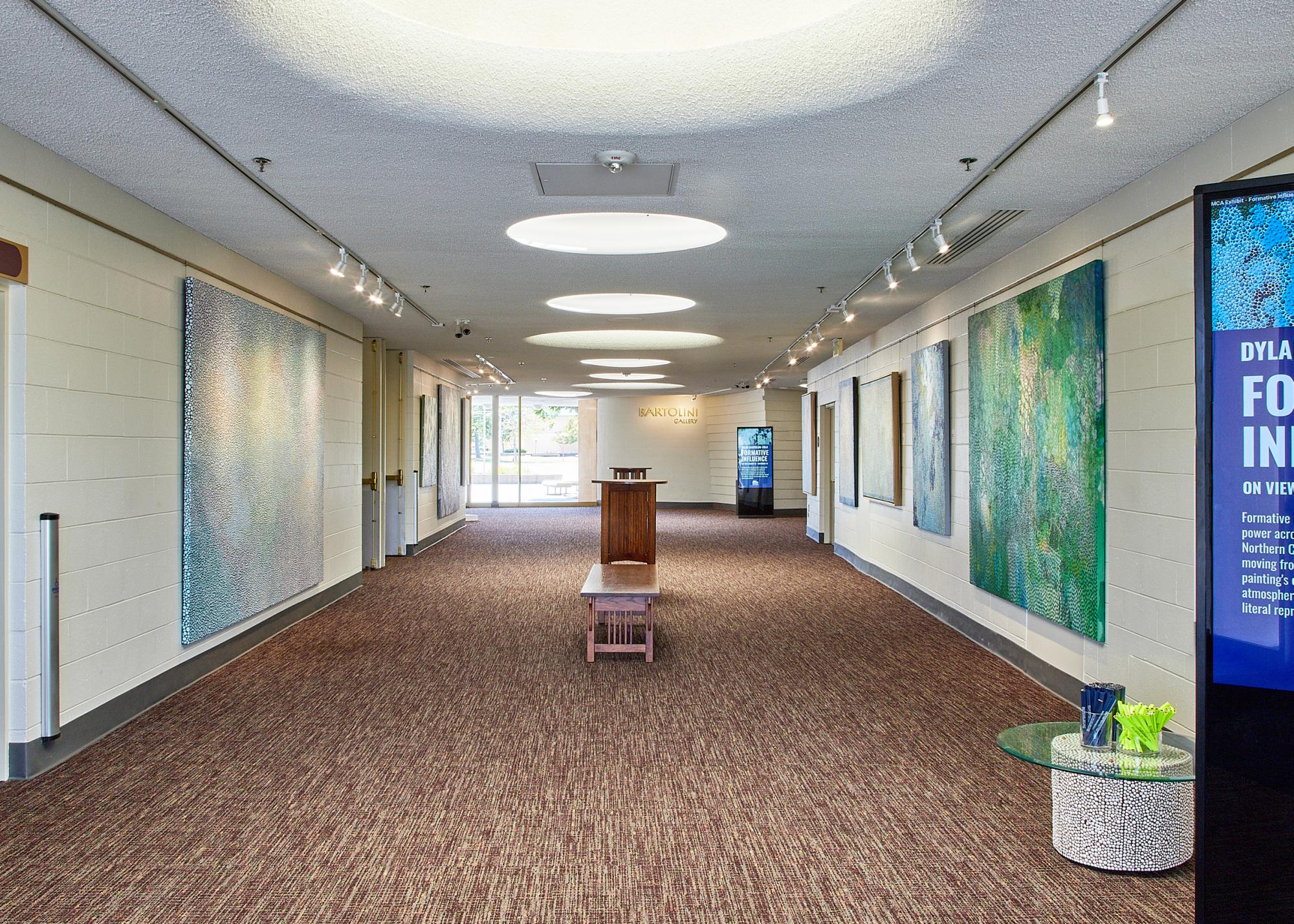 Bartolini Gallery lobby area featuring works by Dylan Bartolini-Volk
