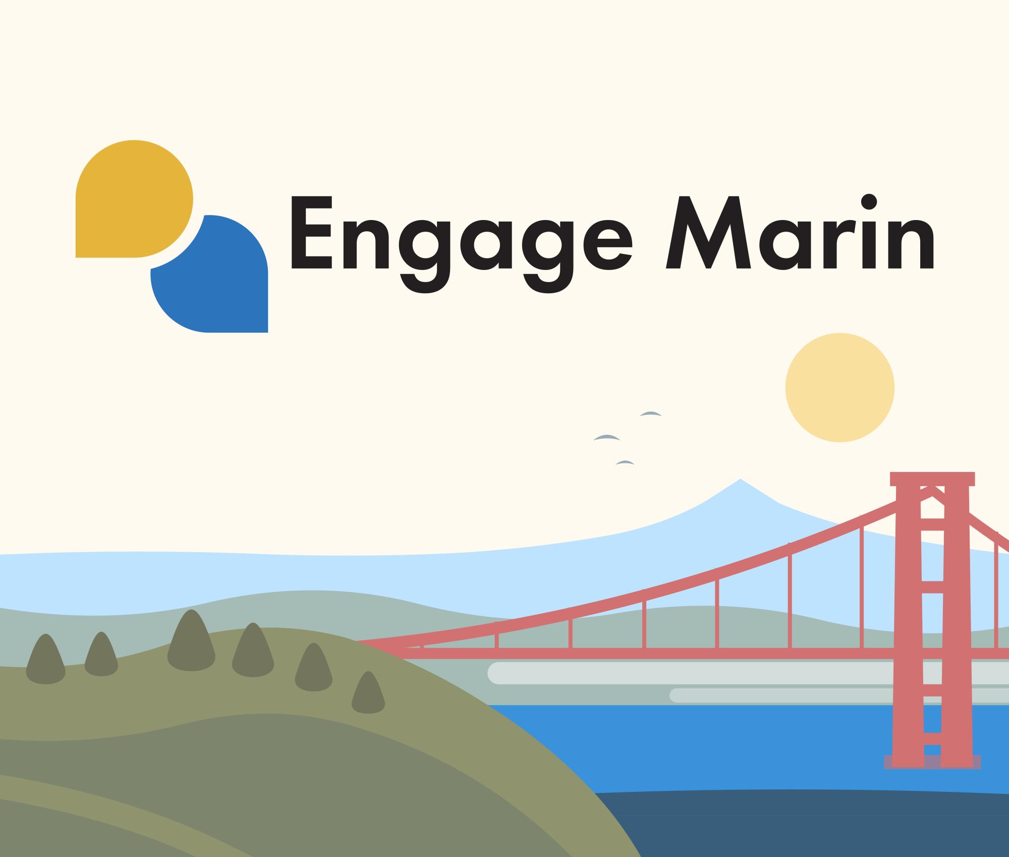 Engage Marin logo over San Francisco background