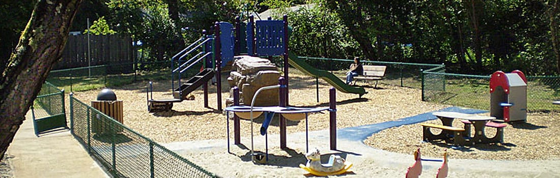 Play structure and benches.