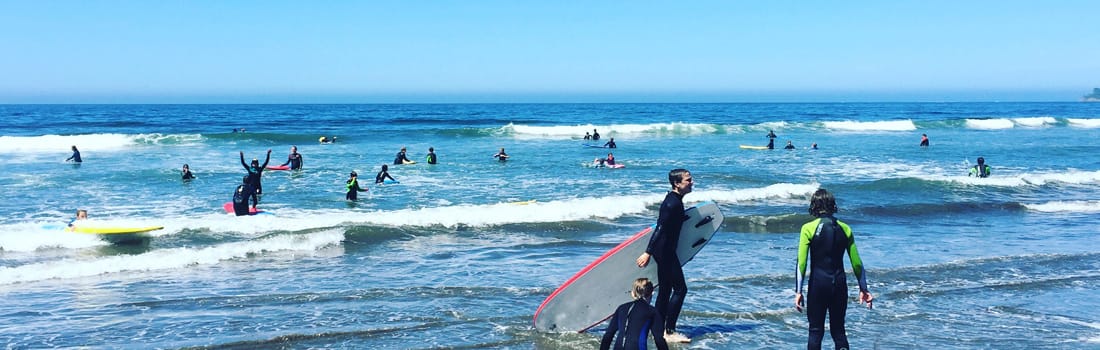 Surfers in the water.