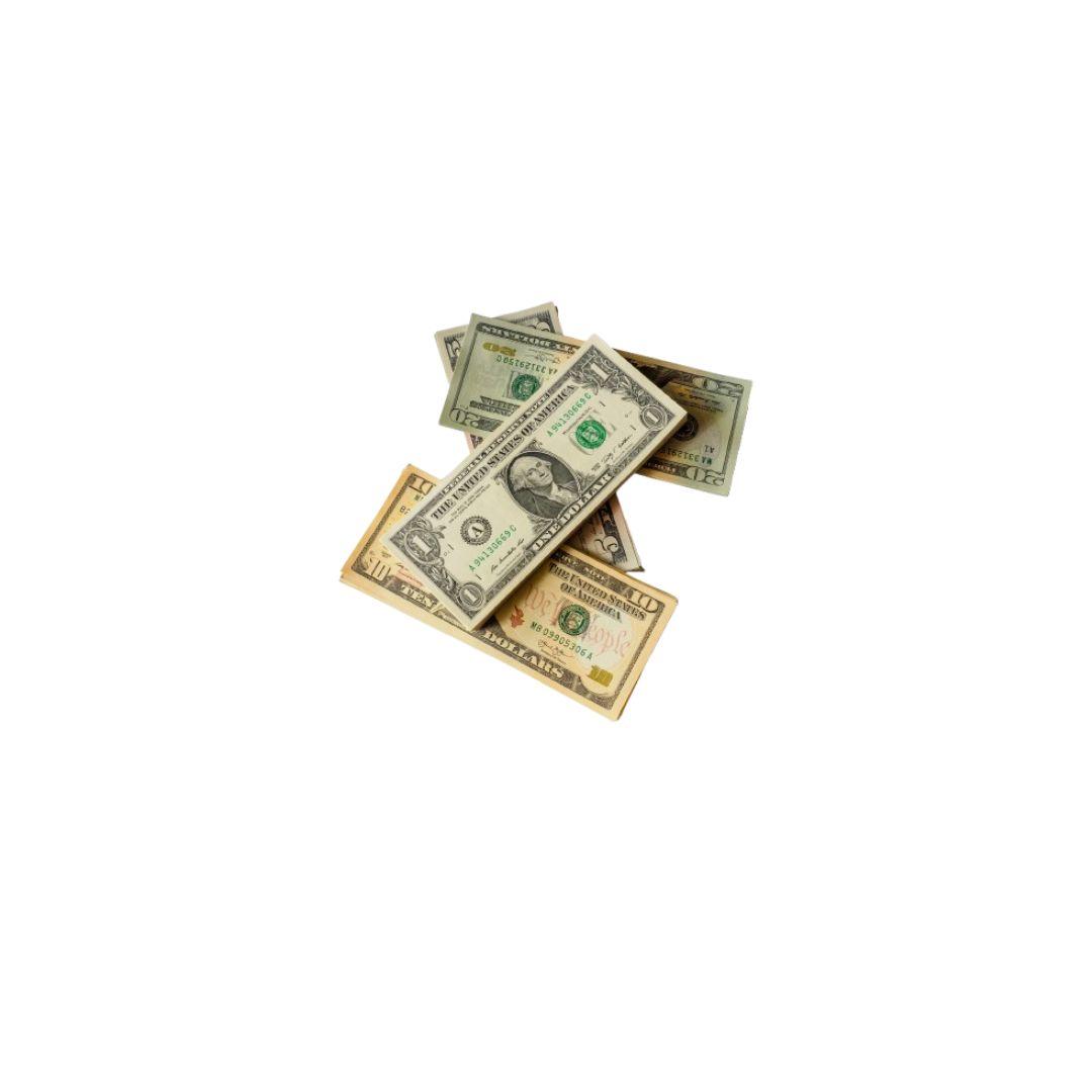 A mix of small bills.