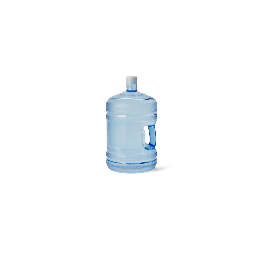 A large blue jug of water.
